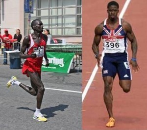 Side by side photos of a marathoner and a sprinter