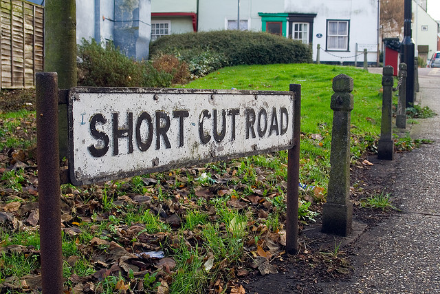 A street panel called Short Cut Road