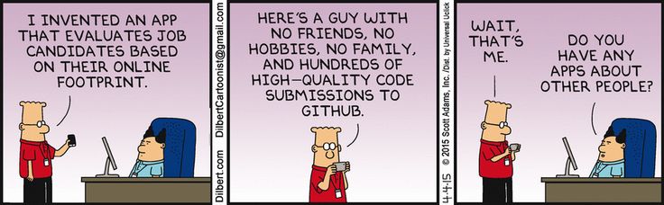A Dilbert cartoon about hiring based on internet profile