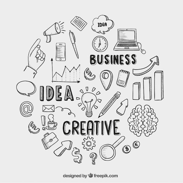 Hand drawing with stating 'creative business idea'