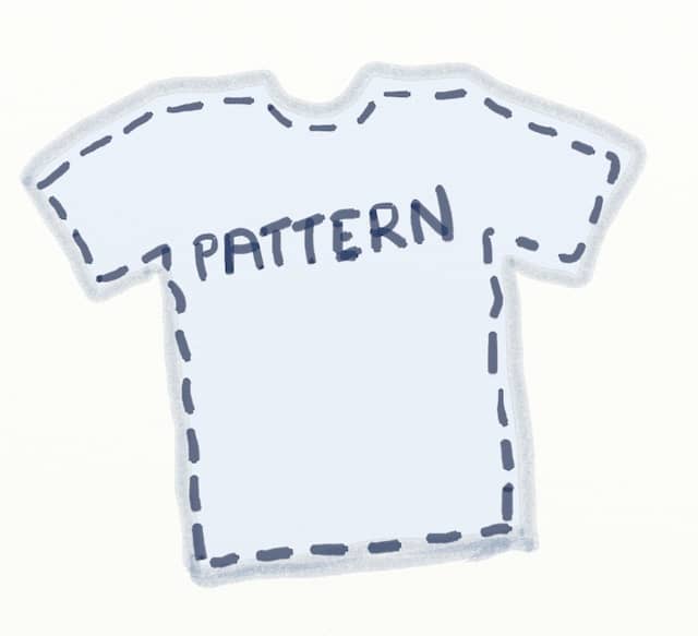 Drawing of the pattern for a T-shirt. Patterns can be useful for Incremental Software Development of Large Scale Refactoring