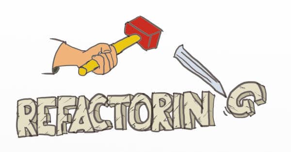Drawing of a hammer removing the G from refactoring written with stones. Trimming a refactoring is an effective way to increase its value, and make the business case better.