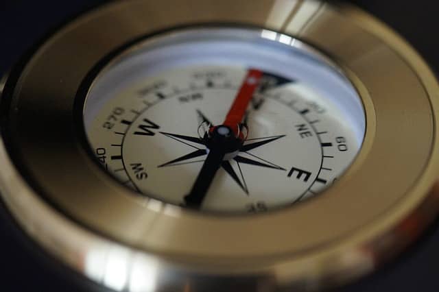 Photo of a compass. DDD and Event Storming can serve as a compass for everyone to go in the same direction
