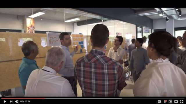 Thumbnail from a video of a team self-selection workshop involving 200 people at KPN iTV