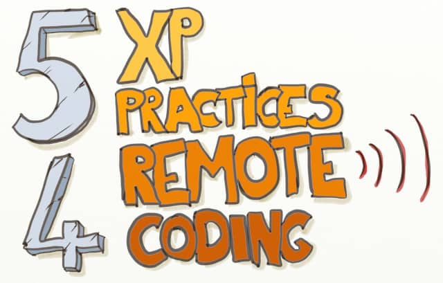 Drawing of the words "5 XP Practices 4 Remote Coding"