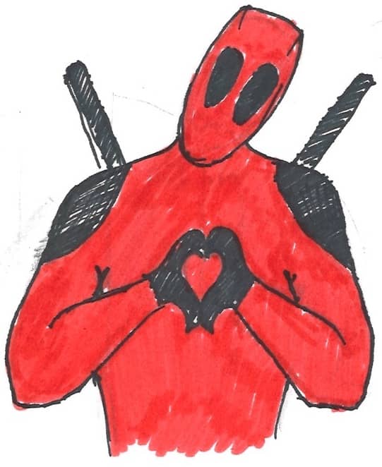 A drawing of Deadpool making a heart with his hands. Tensions in the Deadpool team went away. How much can this success be credited to Agile Technical Coaching is a tricky question!