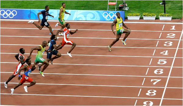 A race where Usain Bolt leave everyone meters behind