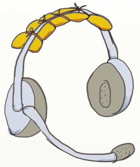 Drawing of the headphone I had tuned with extra cushion because it was hurting my head. My advice is to buy the best you can afford when remote pair programming